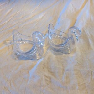 2/16$ Vintage Acrylic Clear Glass Swan Soap Dish Pair